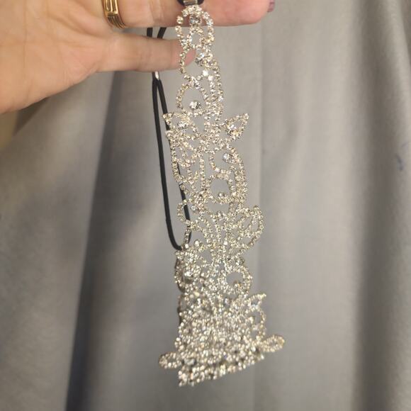 Bridal Crystal Headband Silver Filigree Vintage Style Wedding Hair Accessory main image 6